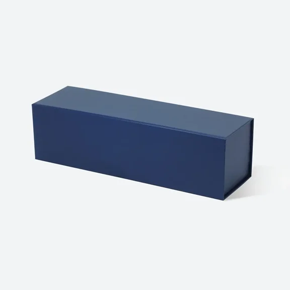 Geoto 14.17"×4.33"×4.13" Long Single Wine Bottle Magnetic Gift Box, Collapsible Gift Packaging Boxes for Wine Long(Navy Blue)
