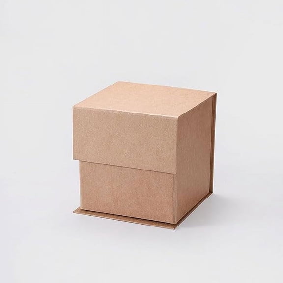 Geoto 4.72"×4.72"×4.72" Small Cube Size Luxury Candle Packaging Box, Rigid Cardboard Chocolate Packaging Boxes Wholesale(Kraft)