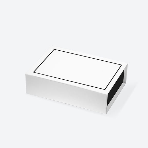 Geoto 6.9"×4.92"×1.97" A6 Shallow Size Luxury Rigid Foldable Magnetic Closure Collapsible Gift Packaging Boxes(White with Black Border)