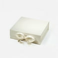 thumbnail image 1 of Geoto 6.9"×6.9"×2.36" A6 Square Size Luxury Rigid Foldable Magnetic Closure Collapsible Gift Packaging Boxes(Ivory with Ribbon), 1 of 6
