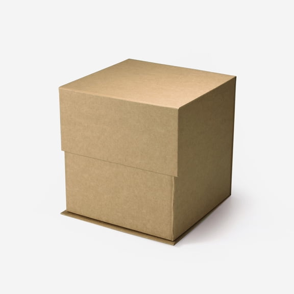 Geoto 6.9"×6.9"×6.9" A6 Cube Size Luxury Candle Packaging Box, Rigid Cardboard Chocolate Packaging Boxes Wholesale(Kraft)