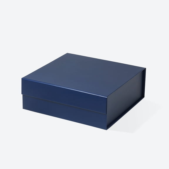 Geoto 8"×8"×3" B6 Square Luxury Rigid Magnetic Closure Collapsible Gift Box,Foldable Boxes for Gift Wrapping Wholesale(Navy Blue)