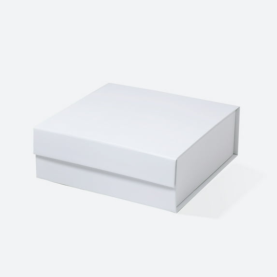 Geoto 8"×8"×3" B6 Square Luxury Rigid Magnetic Closure Collapsible Gift Box,Foldable Boxes for Gift Wrapping Wholesale(White)