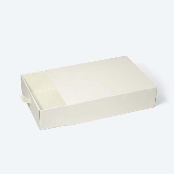 Geoto 8x6x2.2 inches | 20.3x15.2x5.5cm B6 Size Foldable Luxury Rigid Drawer Gift Box, Cardboard Present Box for Gift Wrapping Wholesale (Ivory)