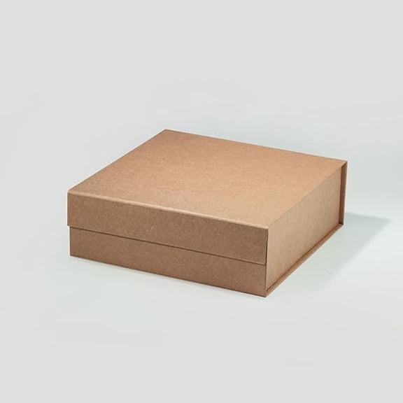 Geoto 9.25"×9.25"×3.14" A5 Square Size Luxury Rigid Foldable Magnetic Closure Collapsible Gift Packaging Boxes(Kraft)