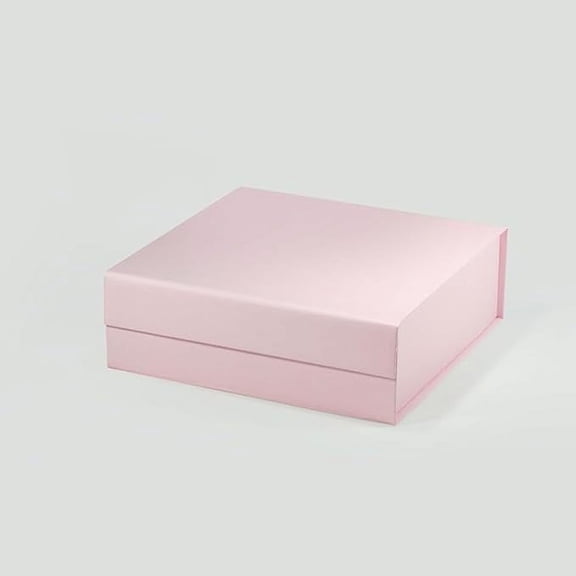 Geoto 9.25"×9.25"×3.14" A5 Square Size Luxury Rigid Foldable Magnetic Closure Collapsible Gift Packaging Boxes(Pink)