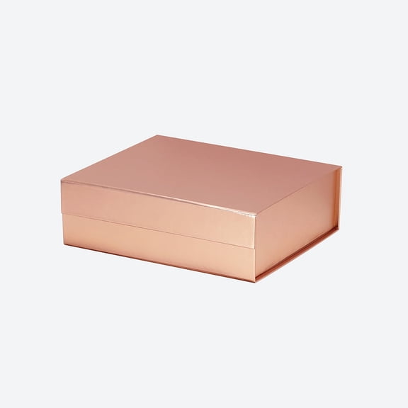 Geoto 9.25"×9.25"×3.14" A5 Square Size Luxury Rigid Foldable Magnetic Closure Collapsible Gift Packaging Boxes(Rose Gold)