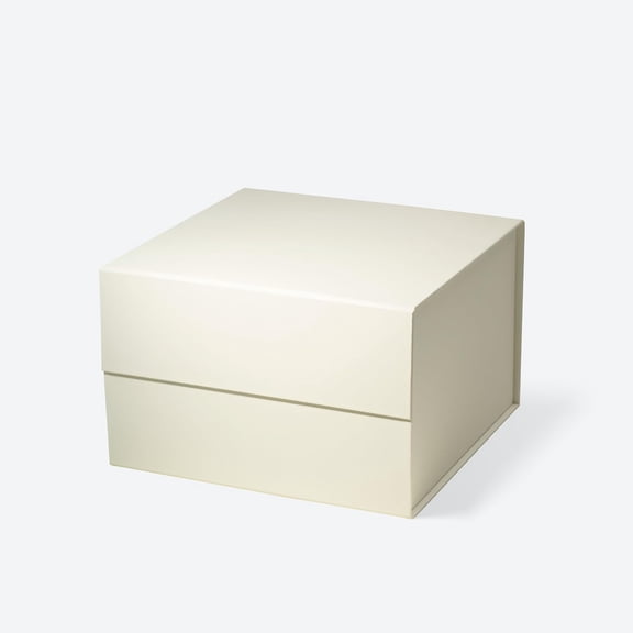 Geoto 9.3x9.3x6in | 23.5x23.5x15.2cm A5 Square Deep Luxury Rigid Foldable Magnetic Closure Collapsible Gift Packaging Boxes (Ivory)