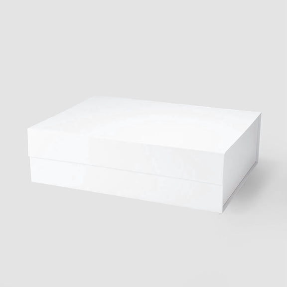 Geoto Bulk 25Pcs 15"x11"x4.33" Large Size Foldable Magnetic Gift Box, Luxury Rigid Closure Collapsible Present Packaging Boxes (White)