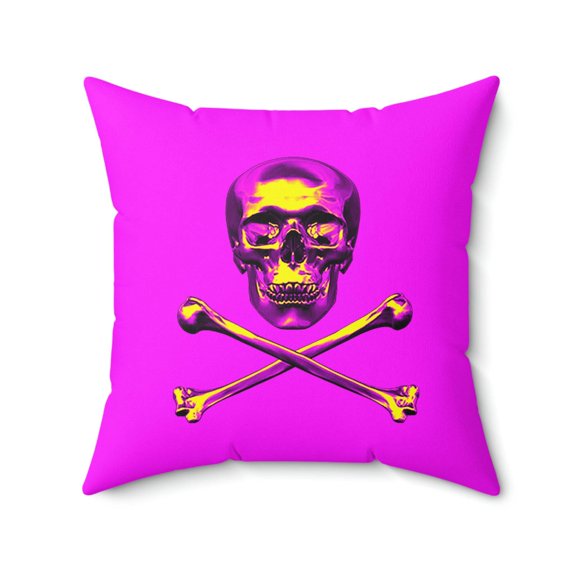 Geotrott Pink Skull & Bones Spun Polyester Square Pillow