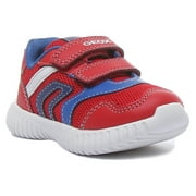 Geox B Waviness B.A Kid's 2 Strap Soft Cushioned Sneakers In Red Size 4.5