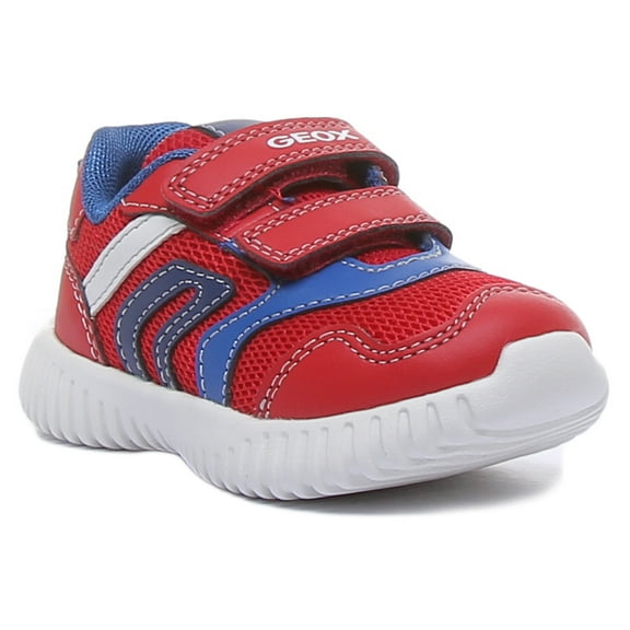 Geox B Waviness B.A Kid's 2 Strap Soft Cushioned Sneakers In Red Size 5.5