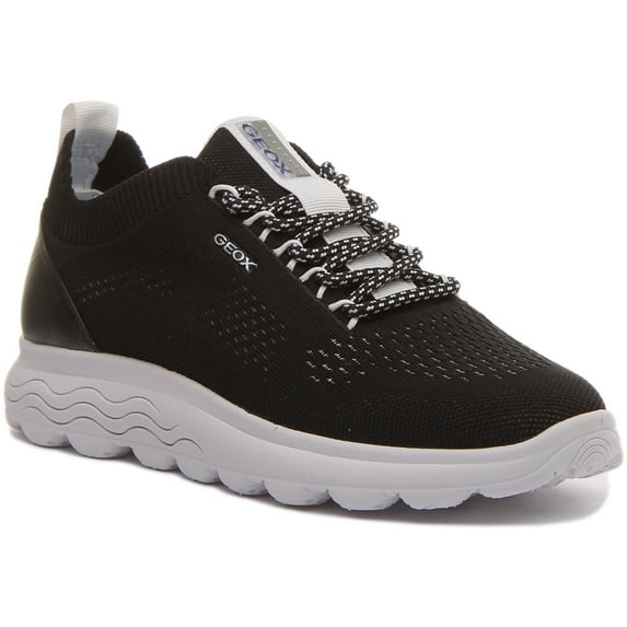 Geox D Spherica A Women's Lace Up Knitted Fabric Casual Sneakers In Black Size 7