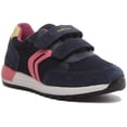 thumbnail image 1 of Geox J Alben G.A Kid's Two Hook And Loop Strap Lightweight Sneakers In Navy Pink Size 1, 1 of 6