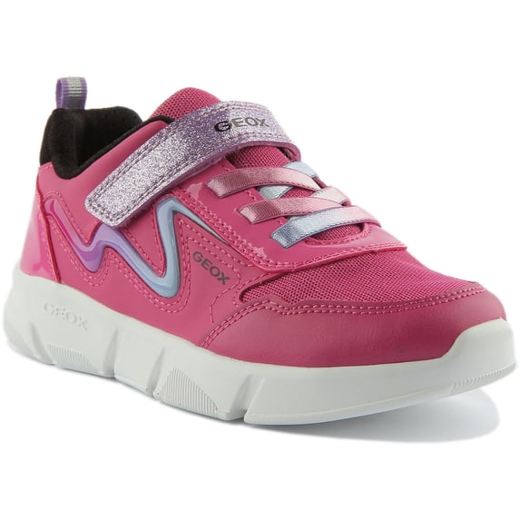 Geox J Aril Kid's Synthetic Single Strap Slip On Casual Trainers In Pink Size 12