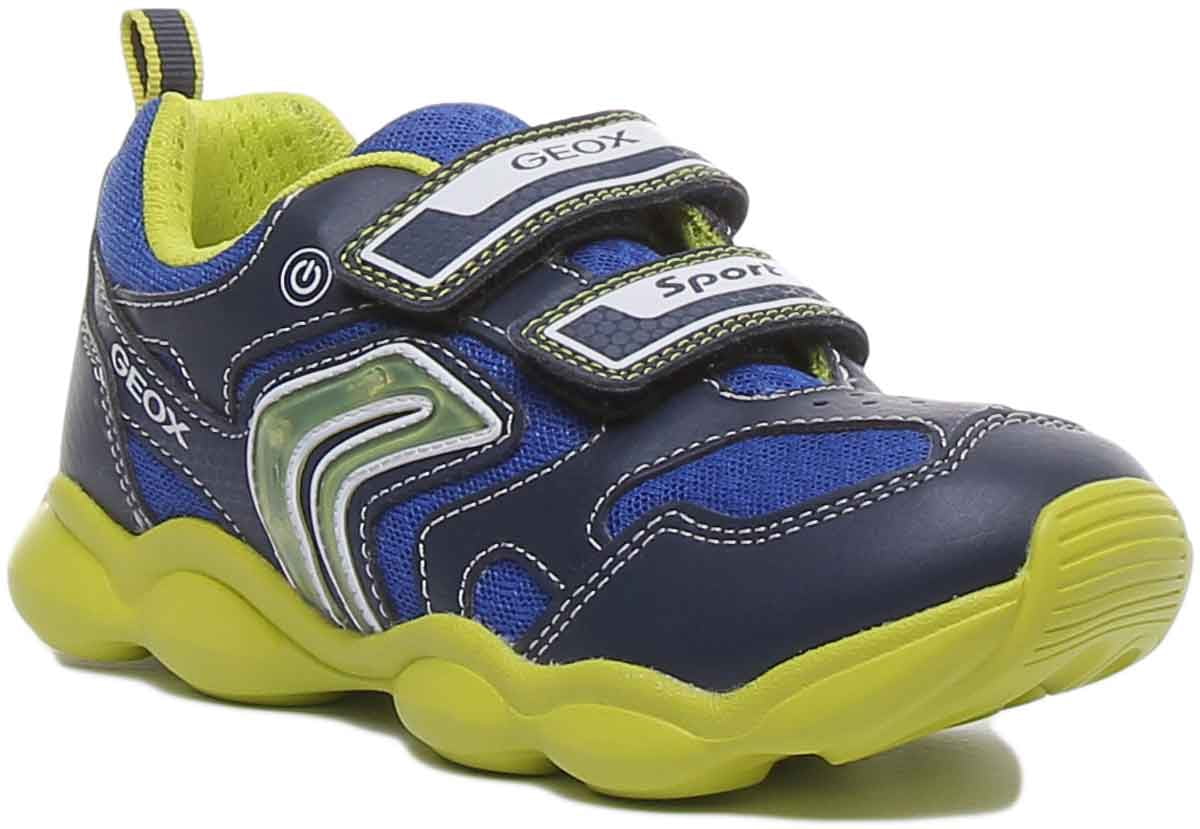 Geox J Munfrey Infant's 2 Strap Hook And Loop Sneakers In Navy Size 8.5