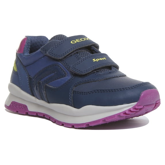 Geox J Pavel G Kid's 2 Strap Hook And Loop Trainers In Navy Size 13