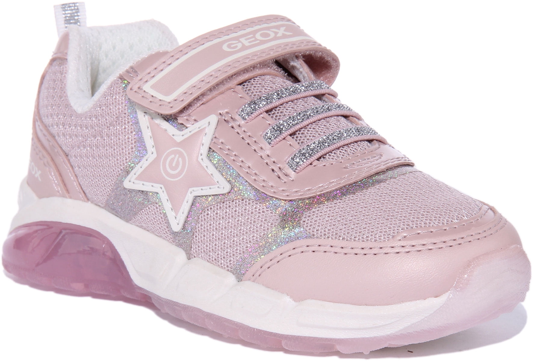 Geox J Spaziale Kid's Mesh Slip On Light Up Trainers In Pink Size 11 ...