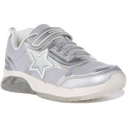 Geox J Spaziale Kid's Mesh Slip On Light Up Trainers In Silver Size 11