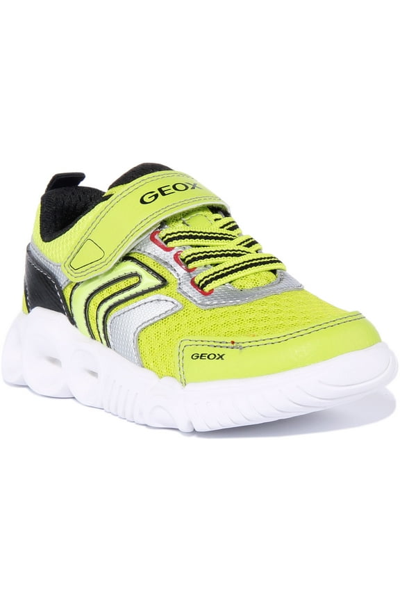 J Wroom Kid's Synthetic Single Strap Light Up Trainers In Lime Size 9