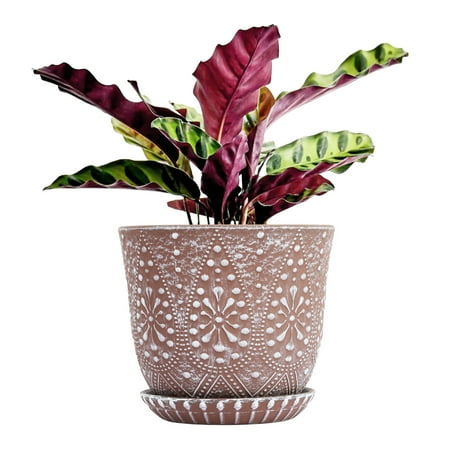 BESTSELER 10 Inch Plant Pot, Ceramic Planter with Drainage Holes and Saucers for Indoor Plants, Large Outdoor Flower Pot Garden Pot