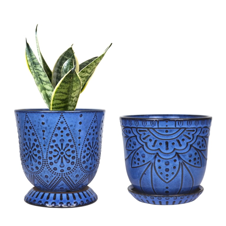 Gepege Large 5.9 Inch Ceramic Orchid Pot, Set of 2 with Drainage