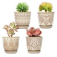 thumbnail image 1 of BESTSELER Succulent Pots, 4 Inch Small Indoor Ceramic Planter Pot with Drainage Holes and Saucers for Plants- Creamy White - Set of 4, 1 of 6