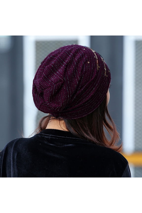Bandana,Beanie Women Hijab Hat Lace Underscarf Head Cover Bonnet Cap Hat Bandanas for Women,Head Scarf Purple One Size