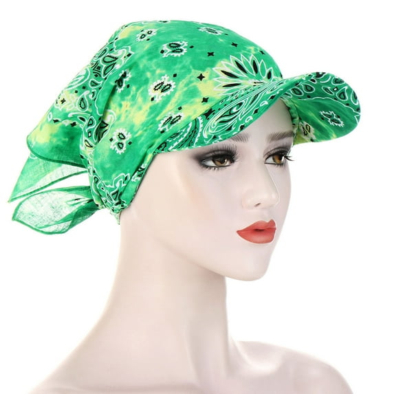 Gephdiin Bandana,Beanie Women Printing Head Hat Cap Sun Baseball Caps Bandanas for Women,Head Scarf Green One Size