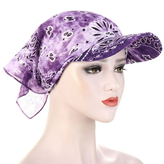 Gephdiin Bandana,Beanie Women Printing Head Hat Cap Sun Baseball Caps Bandanas for Women,Head Scarf Purple One Size