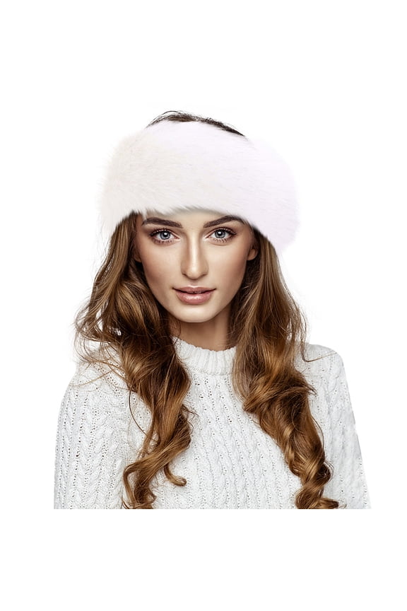 Bandana Hair Accessories for Women Warm Headband Imitation Hat Knit Thick Warm Splicing Headband Winter Baseball Caps Scrunchies for Women Hair Ties White One Size