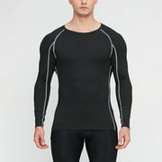 Gephdiin Compression Shirt Men Workout Shirts for Men High Stretch Running Fitness Outdoor Training Exercise Quick Drying Tight Top Mens Shirts Mens T-Shirts Polyester Black L