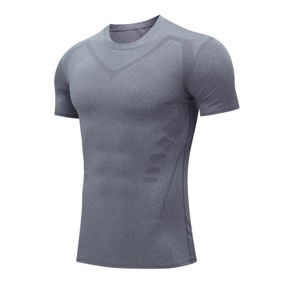 Gephdiin Compression Shirt Men Workout Shirts for Men Compression Shirts Base Layer Athletic Undershirt Gear Workout T Shirt Athletic Shirts & Tops Mens Shirts Polyester Gray S
