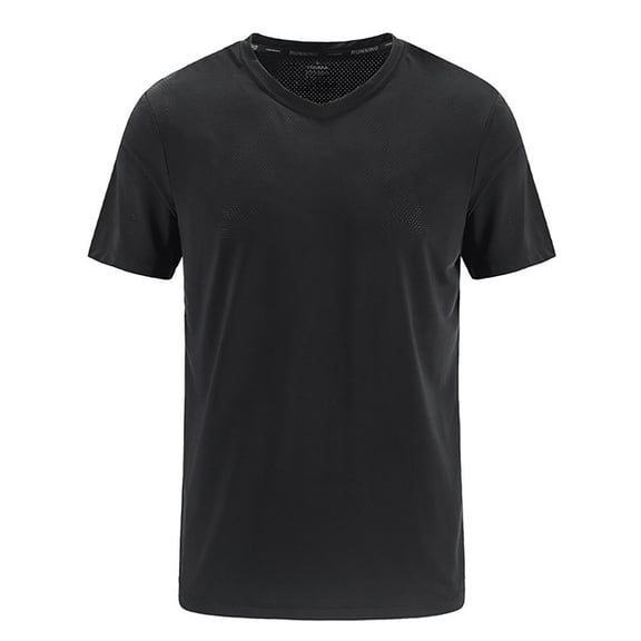 Gephdiin Graphic Tees Mens T-Shirts Ice Silk T Shirt Breathable V Neck High Elastic Sweat Absorbing Sports Outdoor Men Workout Shirts for Men Graphic Tees Men Nylon Black 4Xl