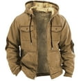 Gephdiin Leather Jacket Solid Color Combination Hooded Sweater with