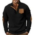 thumbnail image 1 of Gephdiin Long Sleeve Shirts for Men Men's T-Shirts Classic Long Sleeved Collar T Shirt Button Down Shirt Pocket T Shirt Mens Long Sleeve Tee Shirts Graphic Tees Men Corduroy Black S, 1 of 9