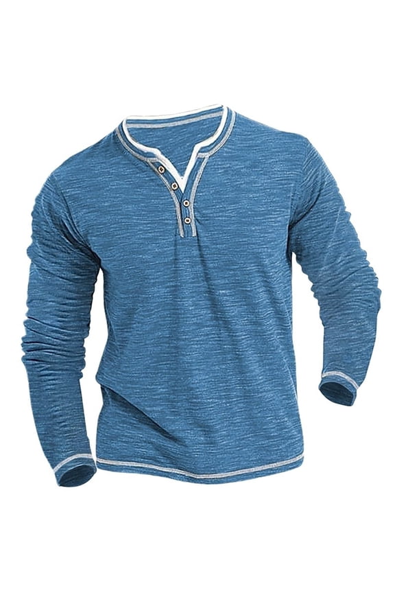 Long Sleeve Shirts for Men Men's T-Shirts Colored Cotton Small V Neck Cardigan Soft Stretch Shirt T Shirt Mens Long Sleeve Tee Shirts Graphic Tees Men Cotton Blue Xl