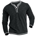 thumbnail image 1 of Gephdiin Long Sleeve Shirts for Men Men's T-Shirts Colored Cotton Small V Neck Cardigan Soft Stretch Shirt T Shirt Mens Long Sleeve Tee Shirts Graphic Tees Men Cotton Black Xl, 1 of 2