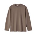 thumbnail image 1 of Gephdiin Long Sleeve Shirts for Men Mens Shirts Men's Fashion Spring And Summer Casual Long Sleeved Round Neck Solid Color T Shirt Top Mens T-Shirts Shirts for Men Polyester Brown 3Xl, 1 of 3