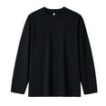 thumbnail image 1 of Gephdiin Long Sleeve Shirts for Men Mens Shirts Men's Fashion Spring And Summer Casual Long Sleeved Round Neck Solid Color T Shirt Top Mens T-Shirts Shirts for Men Polyester Black S, 1 of 3