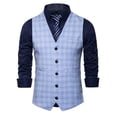 thumbnail image 1 of Gephdiin Mens Dress Shirts Mens Suit Mens Solid Color Wedding Dress Vest Mens Coat British Leisure Slim Stage Costume Suits for Men Mens Compression Tank Top Polyester Blue 1 Xxl, 1 of 5