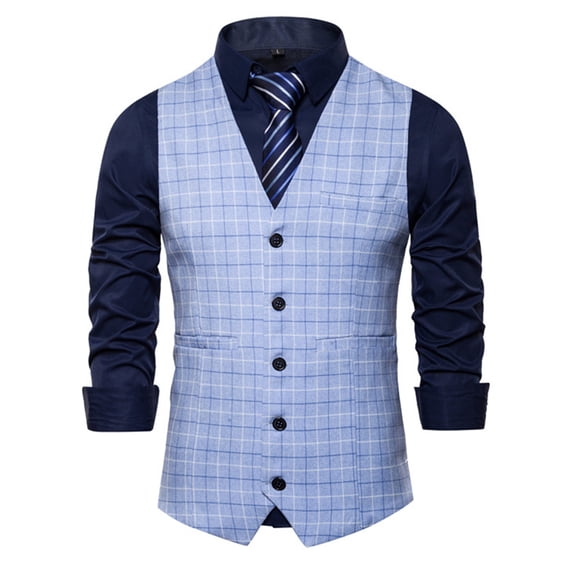Gephdiin Mens Dress Shirts Mens Suit Mens Solid Color Wedding Dress Vest Mens Coat British Leisure Slim Stage Costume Suits for Men Mens Compression Tank Top Polyester Blue 1 L