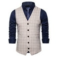thumbnail image 1 of Gephdiin Mens Dress Shirts Mens Suit Mens Solid Color Wedding Dress Vest Mens Coat British Leisure Slim Stage Costume Suits for Men Mens Compression Tank Top Polyester Khaki Xxl, 1 of 5