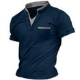 thumbnail image 1 of Gephdiin Polo Shirts for Men Men's T-Shirts Men's Short Sleeved Shirt T Shirt Top With Pockets And Stand Up Collar for Fashion Graphic Tees Men Mens Shirts Spandex Navy S, 1 of 2