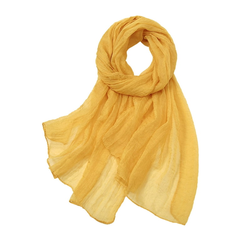 Gephdiin Silk Head Scarf Hair Scarf Women Summer Casual Colorful Multicolor Solid Color Chiffon Thin Regular Silk Scarf Scarf Head Scarf Yellow One Size Walmart