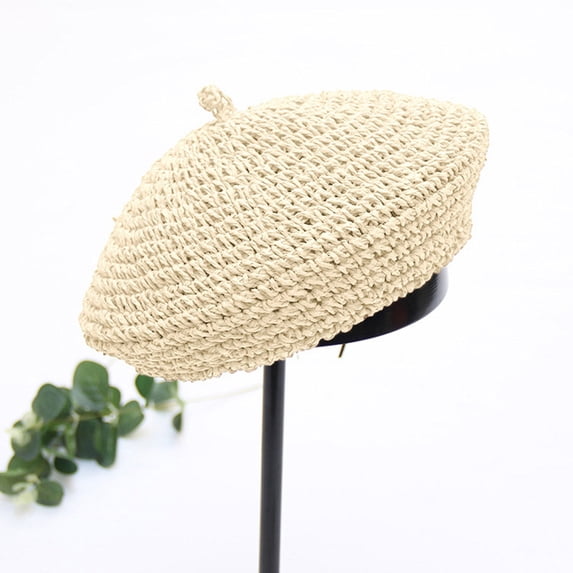Gephdiin Straw Hat,Sun Hats for Women Artist Hat Casual Hat Breathable for Beret Color Hat Women French Solid Baseball Caps Beach Hats for Women,Hats for Women White One Size