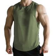 Gephdiin Tank Tops Men Workout Shirts for Men Fitness Mesh Breathable Sleeveless Tank Top Sleeveless Shirts for Men Spring Shirts for Women 2024 Polyester Army Green L