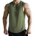 thumbnail image 1 of Gephdiin Tank Tops Men Workout Shirts for Men Fitness Mesh Breathable Sleeveless Tank Top Sleeveless Shirts for Men Spring Shirts for Women 2024 Polyester Army Green L, 1 of 3