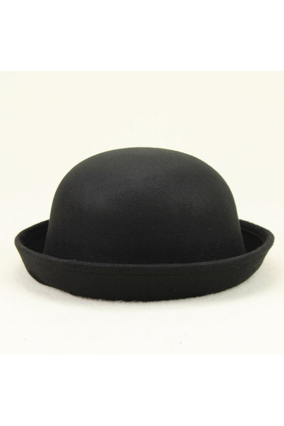 Trucker Hat,Bowler Hats Elegant Adults Solid Hat Roll Up Brim Panama Bowler Hat Bucket Hat Mens Womens Classic Wool Round Bowler Hats Cap Felt Hat,Wedding Hat Black One Size