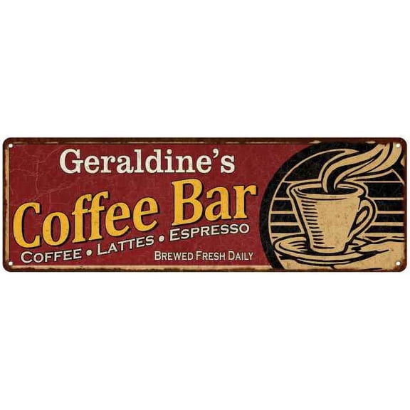 Geraldine's Coffee Bar Red Sign Kitchen Gift 6x18 106180006162